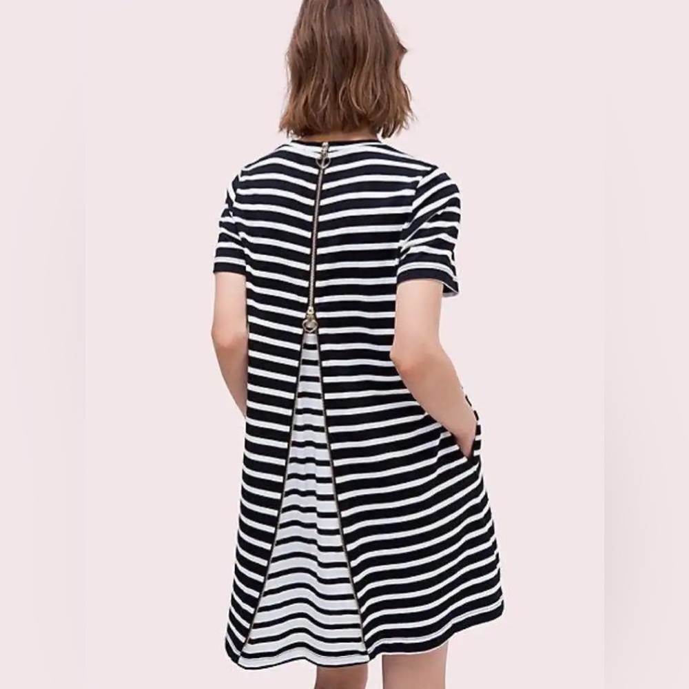 Kate Spade - Black-white stripe dress w/zipper in back. NWT